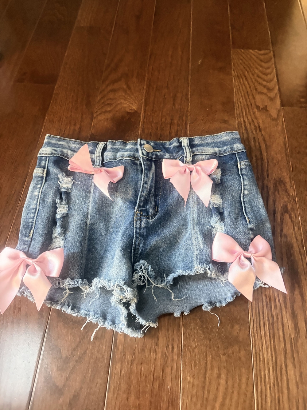 Blue Denim Shorts with Contrast Stitching